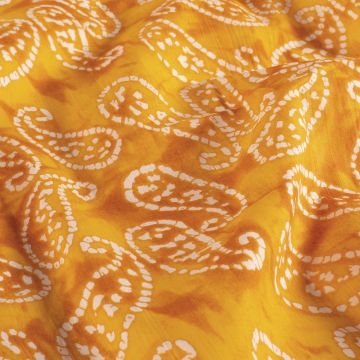 Batik Katoen bedrukt Paisley geel