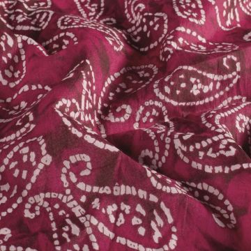 Batik Katoen bedrukt Paisley fuchsia