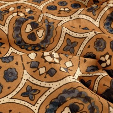 Batik Katoen bedrukt medallion  brique