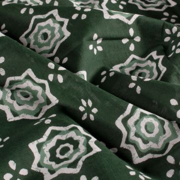 Batik Katoen bedrukt Sterren groen