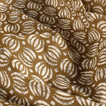 Batik Katoen bedrukt bladeren bruin