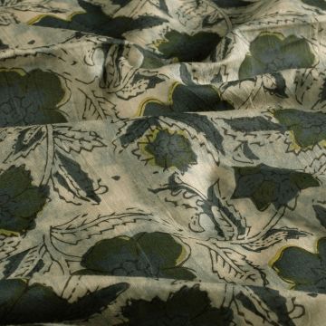 Batik Katoen bedrukt Bloemen petrol