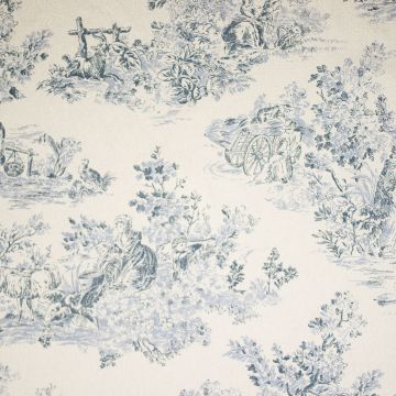 Toile du jouy katoen natrurel blauw