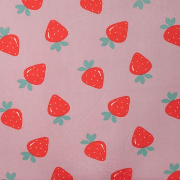 Nicky velours aardbeien oud roze