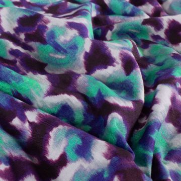 French Terry abstracte panterprint paars