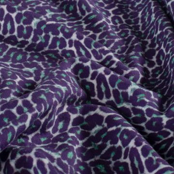 French Terry leopard donkerpaars