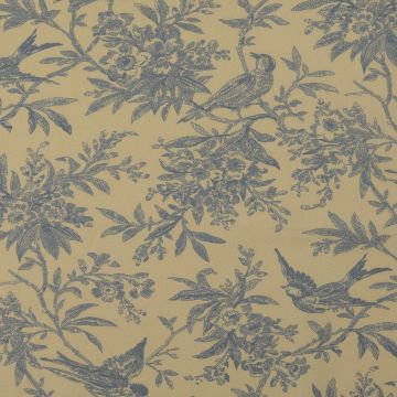 Katoen Poplin Stof Vogel licht blauw