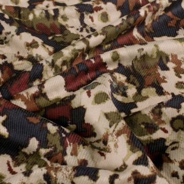 Viscose Twill stof Aquarel Bloem bordeaux