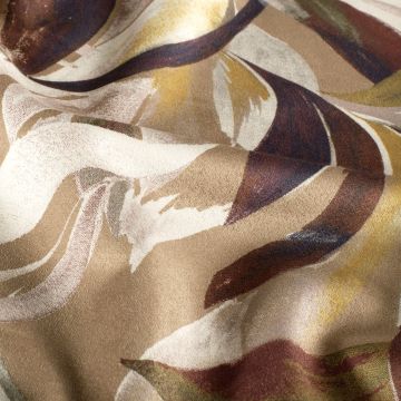 Suedine print batanical camel