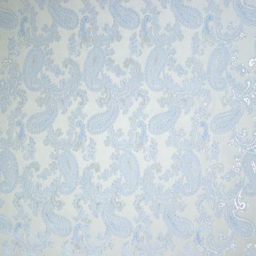 Jacquard voering Paisley zeeblauw