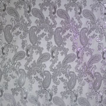 Jacquard voering Paisley zilvergrijs TT
