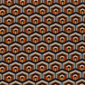 Dubbel jersey retro hexagon roest grijs