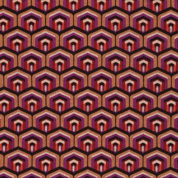 Dubbel jersey retro hexagon roodpaars