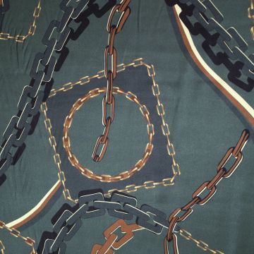 Viscose Satijn Chain Print Petrol