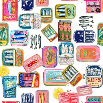 Ticot digital print sardines wit