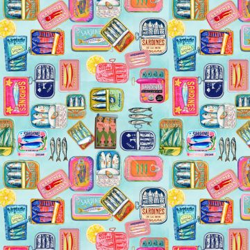 Ticot digital print sardines turquoise