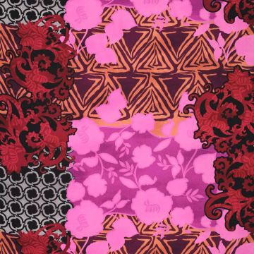 Stretch viscose Baroque bloem cyclaam