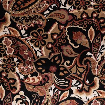 Viscose satijn paisley zwart bruin