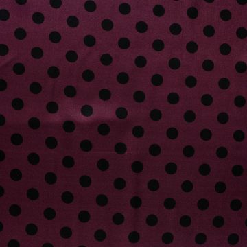 Viscose Satijn Stippen aubergine zwart