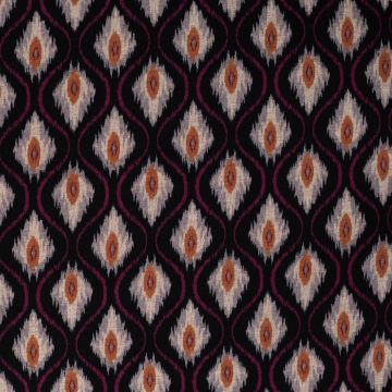 Dubbel jersey Ikat Ruit zwart-bordeaux