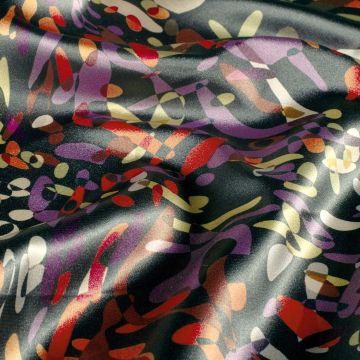 Satijn abstract multicolor antraciet