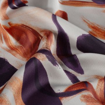 Satijn bedrukt abstracte bloemen roest