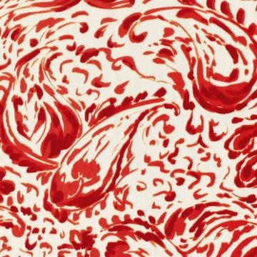Viscose paisley rood-ecru