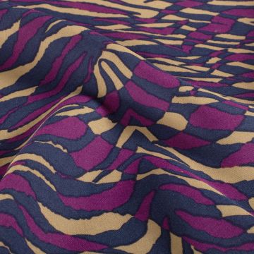 Modal Twill stof fantasie paars blauw
