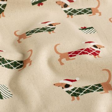 Kerst Teckel op Canvas