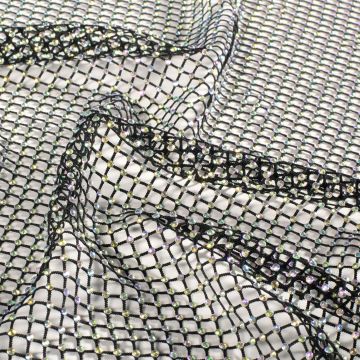 Mesh stof Diamant Effen Zwart