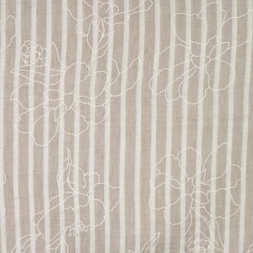 Linnen look stof streep licht beige bloem