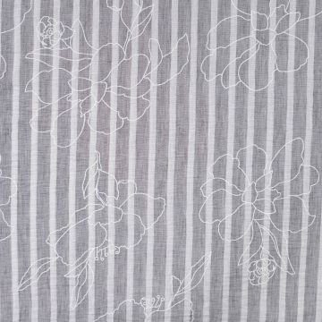 Linnen look stof grijs bloemen print