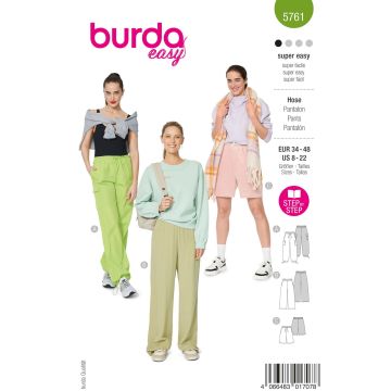 Burda Naaipatroon sportieve Marlene damesbroek, parachutebroek & short #5761 maat. 34-48