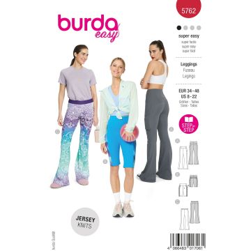 Burda Naaipatroon uitlopende yogalegging en bikershort voor dames #5762 maat. 34-48