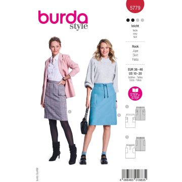 Burda Naaipatroon dameskokerrokken in utility-stijl met cargozakken #5779 maat. 36-46