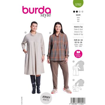 Burda Naaipatroon damesjurk & tuniek met stolpplooi #5782 maat. 44-54