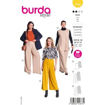 Burda Patroonset damestop en wijde culottes # 5793 maat. 36-48