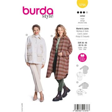 Burda Naaipatroon damesjas en kort jasje in utility-stijl #5794 maat. 36-46