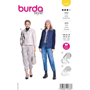 Burda Naaipatroon dames kort jasje/gewatteerd jasje #5799 maat. 36-46