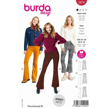 Burda patroon flared broek 5874 maat 34 t/m 48