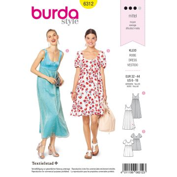Burda patroon 6312 maat 32 t/m 44
