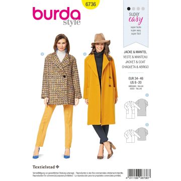 Burda patroon 6736 maat 34 t/m 46