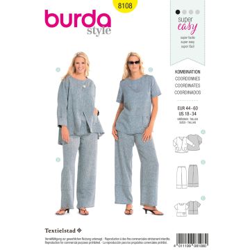 Burda patroon 8108 maat 44 t/m 60