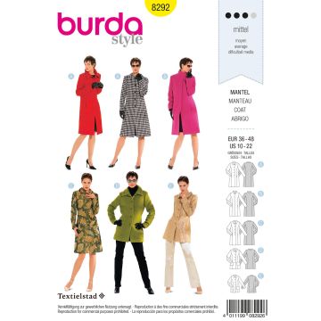 Burda patroon 8292 maat 36 t/m 48