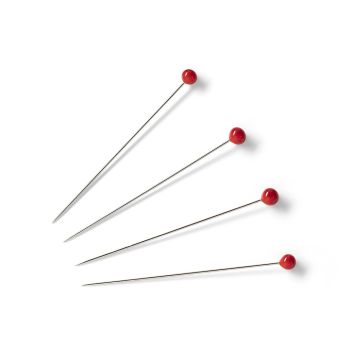 PRYM Glaskopspelden 35x0,40mm zilver rood 029700