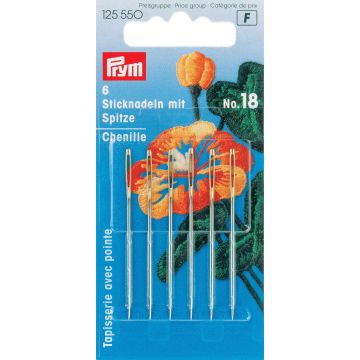 PRYM Borduurnaalden .staal met punt 18 1,20x50mm zilverkleurig 125550