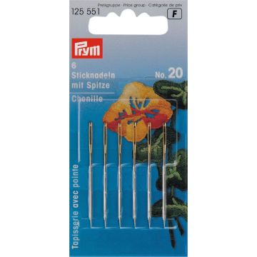 PRYM Borduurnaalden staal met punt 20 1,00x43mm zilverkleurig 125551