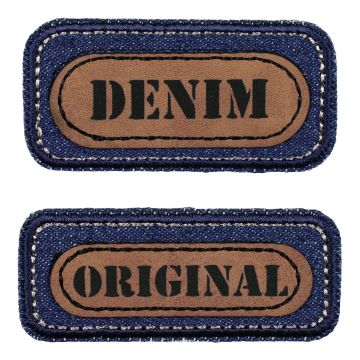 PRYM Applicatie Jeans opstrijkbaar DENIM blauw/bruin 2st 921495