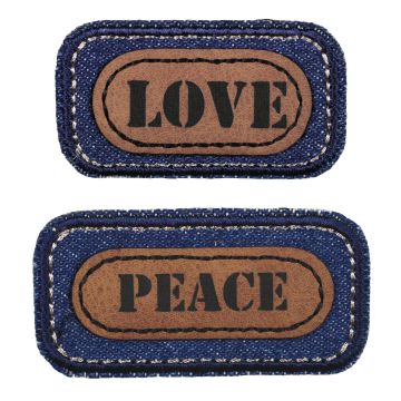 PRYM Applicatie Jeans opstrijkbaar LOVE blauw/bruin 2st 921496