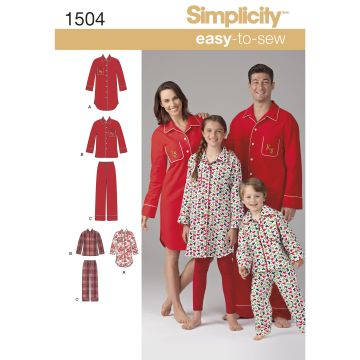 Simplicity patroon 1504 maat 104 t/m 48